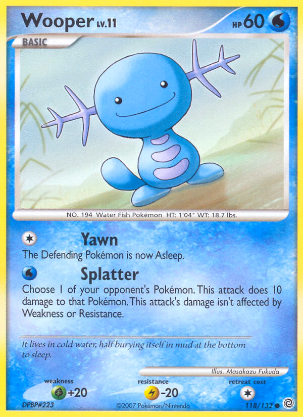 Wooper Pokemon card (118/132, Secret Wonders)