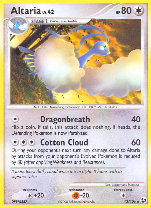 Altaria Pokemon card (12/106, Great Encounters)