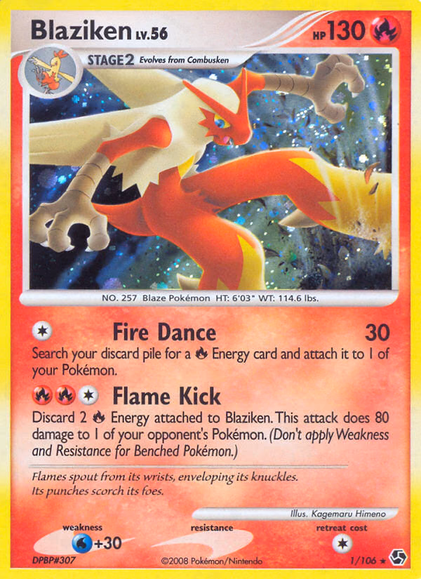 Blaziken Pokemon card (1/106, Great Encounters)