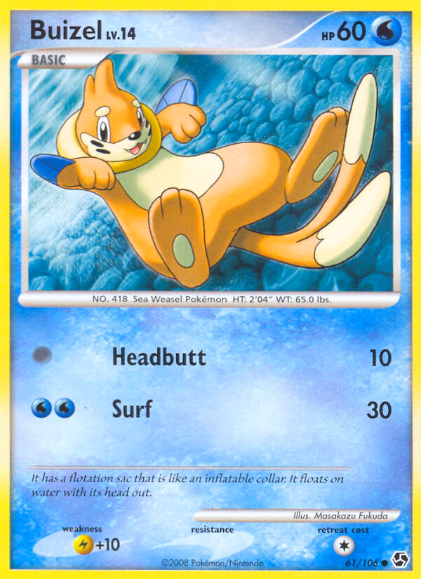 Buizel Pokemon card (61/106, Great Encounters)