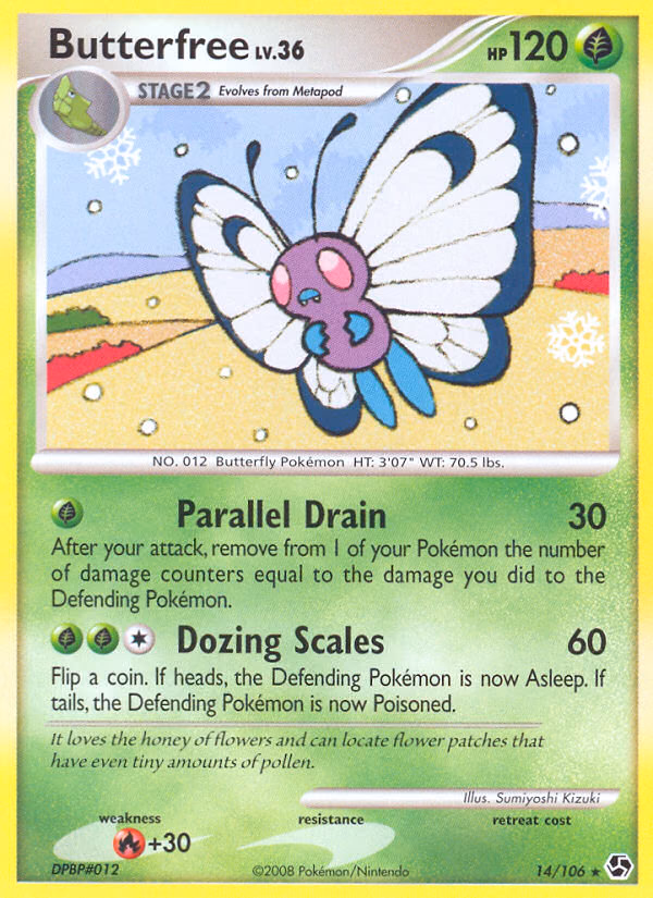 Butterfree Pokemon card (14/106, Great Encounters)