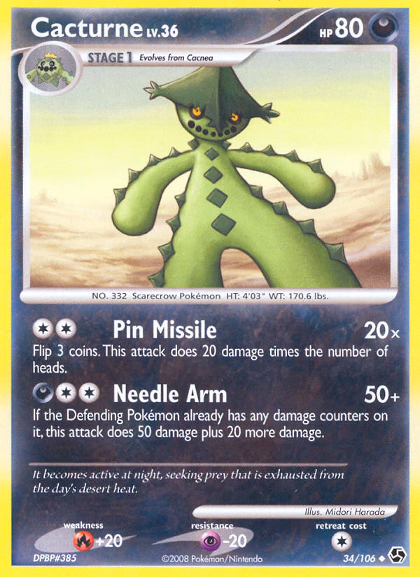 Cacturne Pokemon card (34/106, Great Encounters)