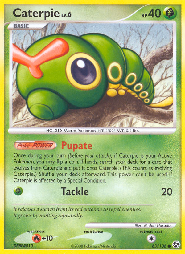 Caterpie Pokemon card (63/106, Great Encounters)