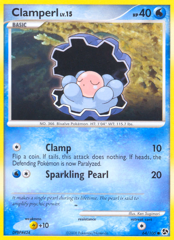Clamperl Pokemon card (64/106, Great Encounters)