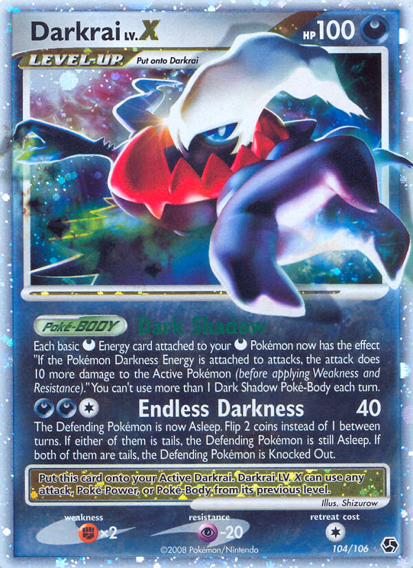 Darkrai LV.X Pokemon card (104/106, Great Encounters)