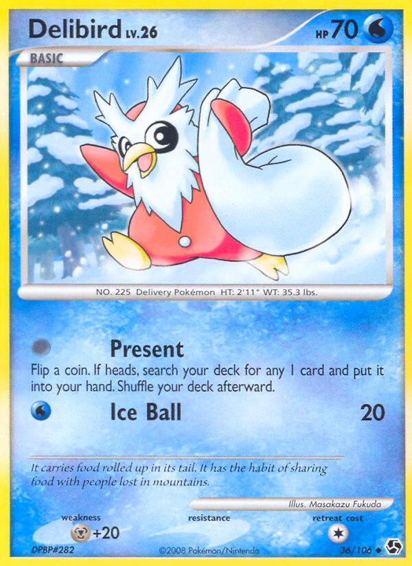 Delibird Pokemon card (36/106, Great Encounters)