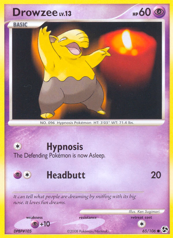 Drowzee Pokemon card (65/106, Great Encounters)