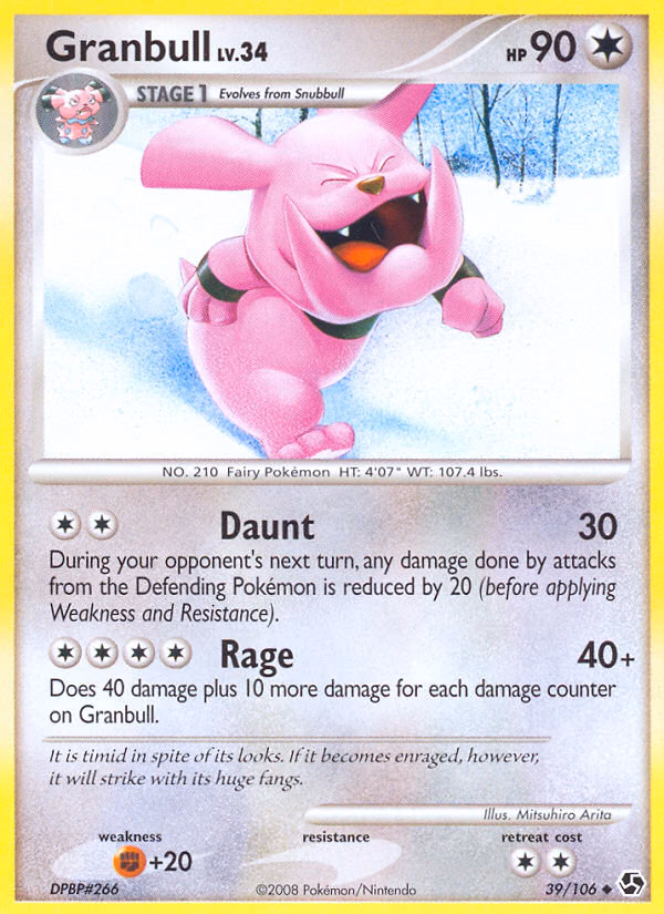 Granbull Pokemon card (39/106, Great Encounters)