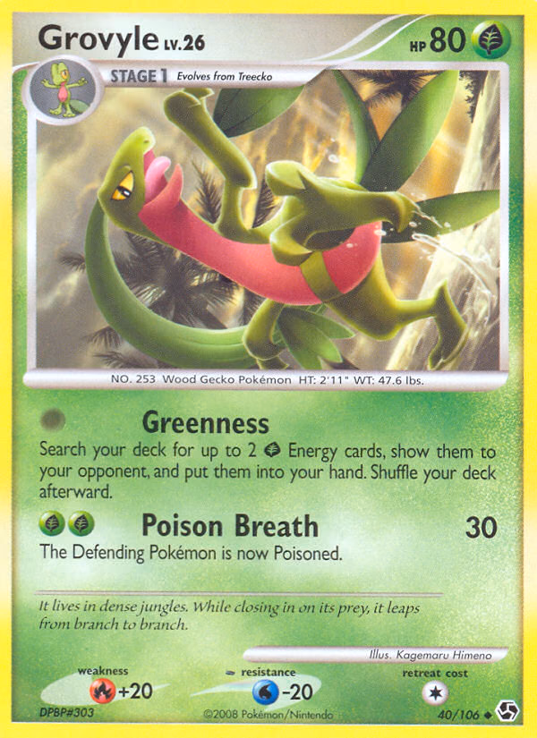 Grovyle Pokemon card (40/106, Great Encounters)