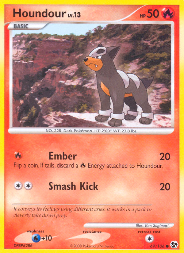 Houndour Pokemon card (69/106, Great Encounters)