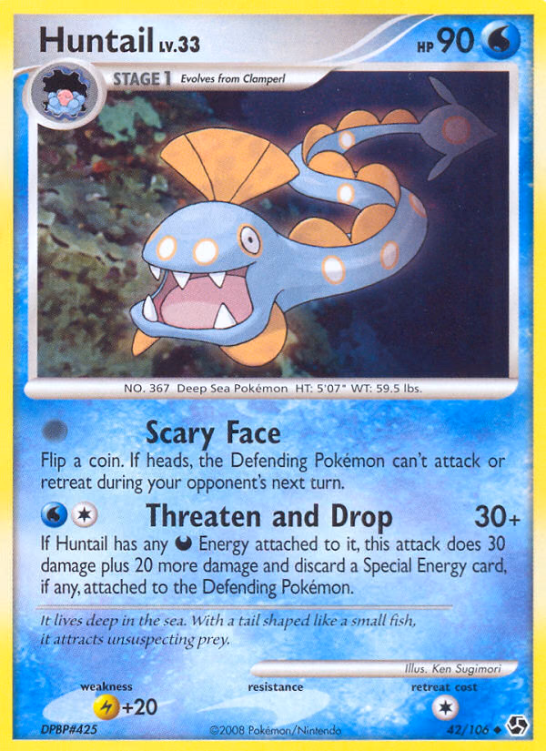 Huntail Pokemon card (42/106, Great Encounters)