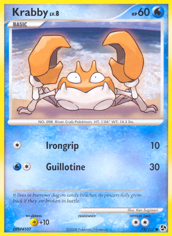 Krabby Pokemon card (75/106, Great Encounters)