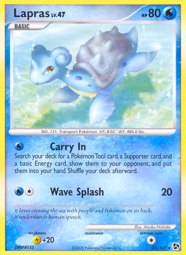 Lapras Pokemon card (21/106, Great Encounters)