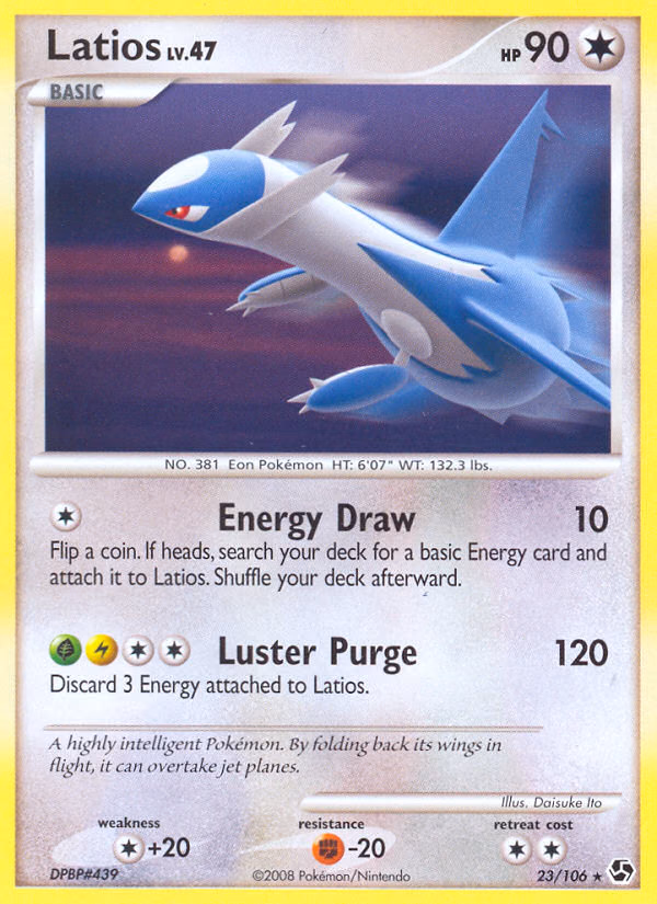 Latios Pokemon card (23/106, Great Encounters)
