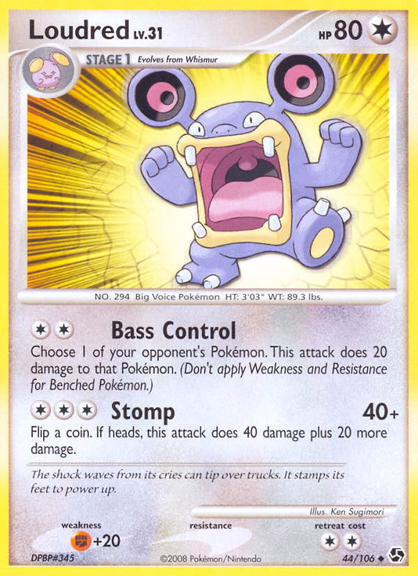 Loudred Pokemon card (44/106, Great Encounters)