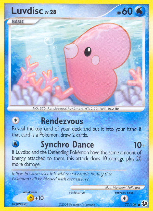 Luvdisc Pokemon card (77/106, Great Encounters)