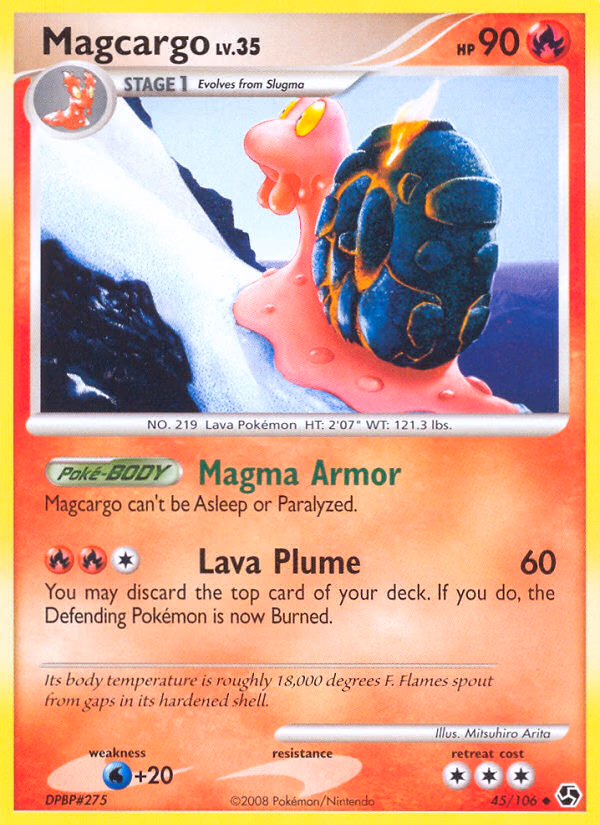 Magcargo Pokemon card (45/106, Great Encounters)