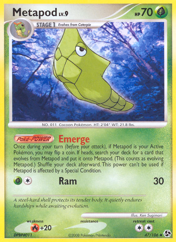Metapod Pokemon card (47/106, Great Encounters)