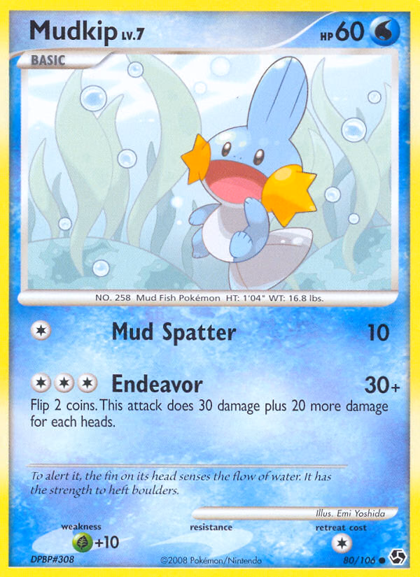 Mudkip Pokemon card (80/106, Great Encounters)