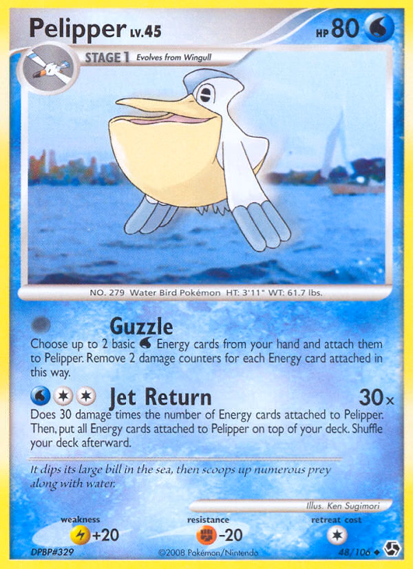 Pelipper Pokemon card (48/106, Great Encounters)