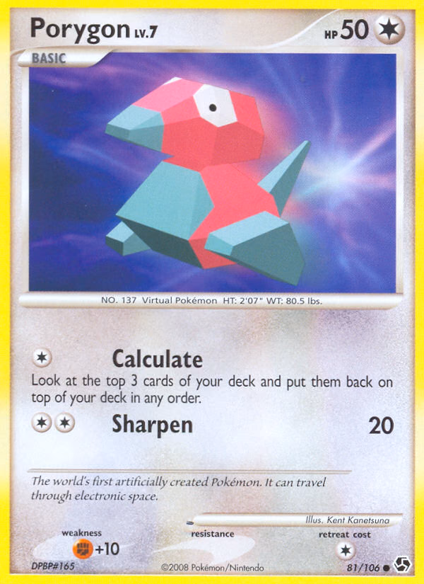 Porygon Pokemon card (81/106, Great Encounters)