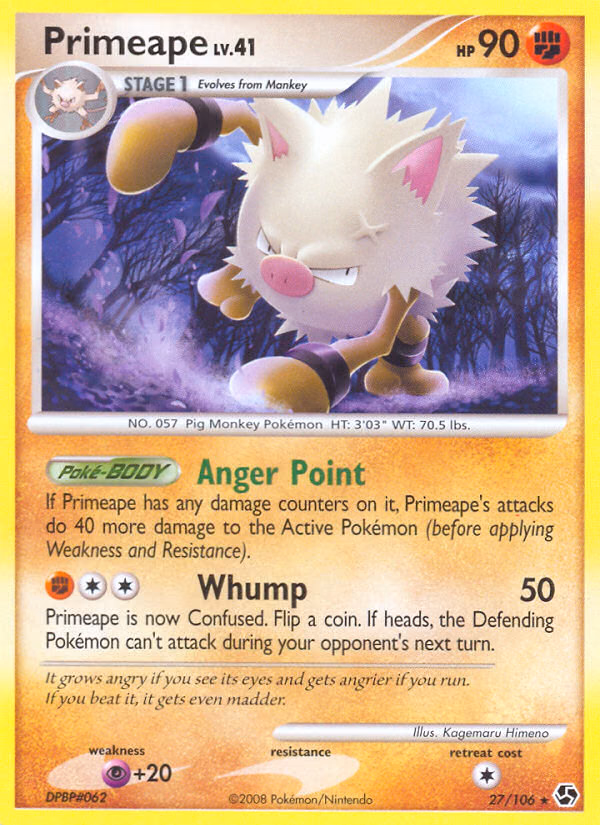 Primeape Pokemon card (27/106, Great Encounters)