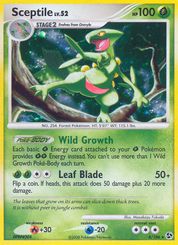 Sceptile Pokemon card (8/106, Great Encounters)