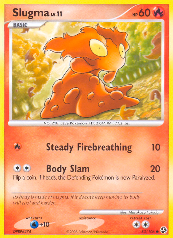 Slugma Pokemon card (83/106, Great Encounters)