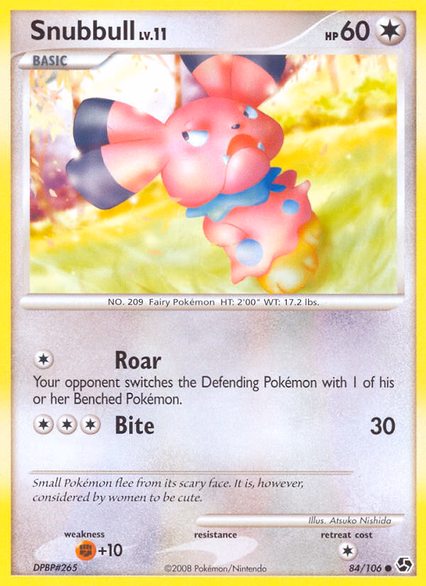 Snubbull Pokemon card (84/106, Great Encounters)