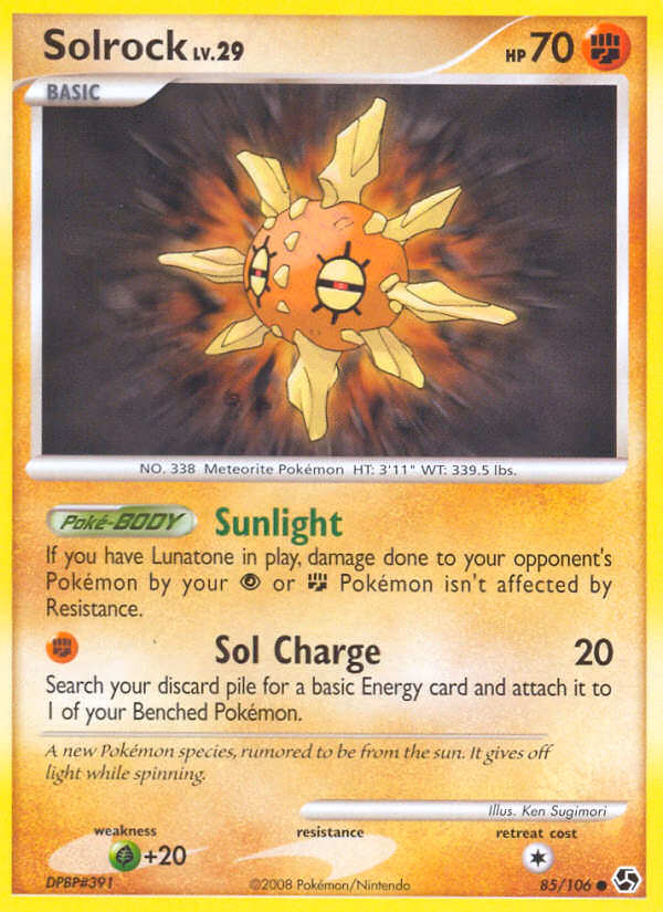 Solrock Pokemon card (85/106, Great Encounters)