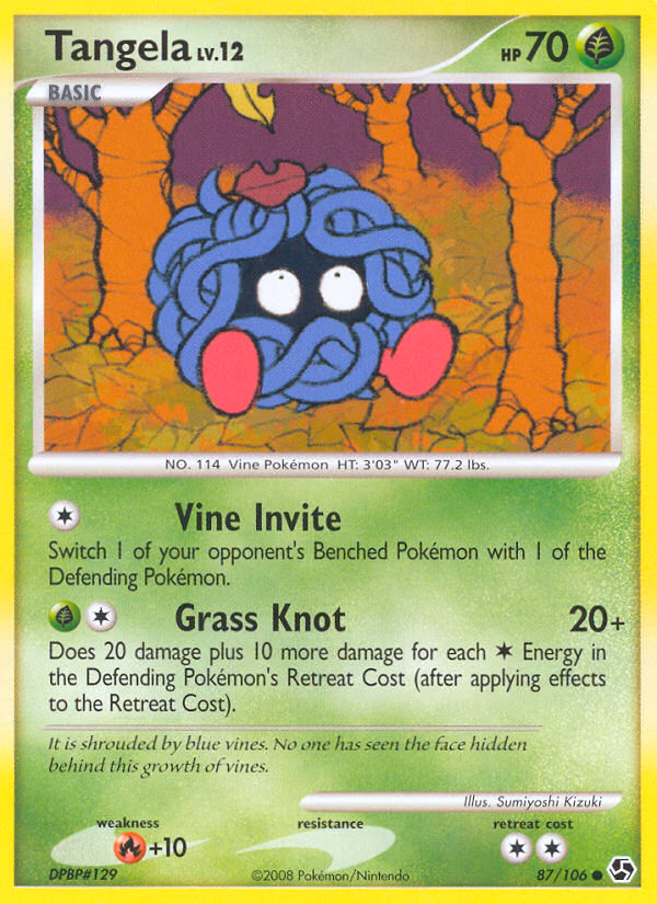 Tangela Pokemon card (87/106, Great Encounters)