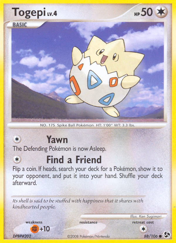 Togepi Pokemon card (88/106, Great Encounters)