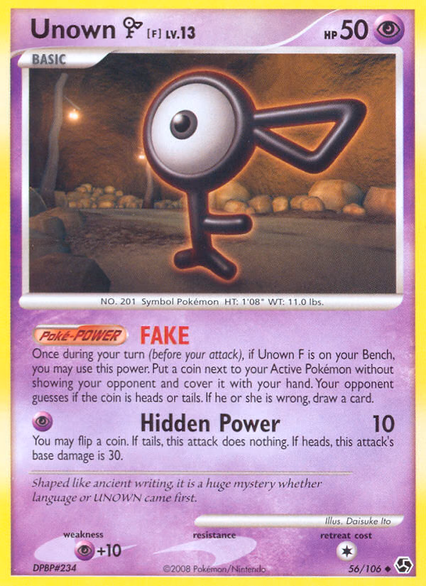 Unown [F] Pokemon card (56/106, Great Encounters)