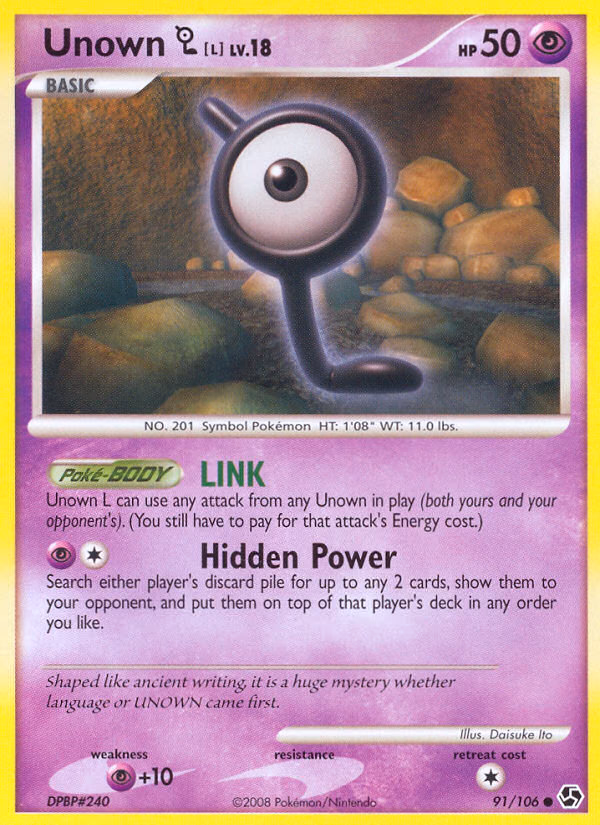 Unown [L] Pokemon card (91/106, Great Encounters)