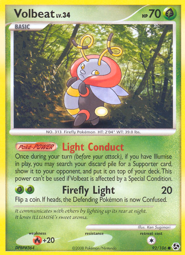 Volbeat Pokemon card (92/106, Great Encounters)