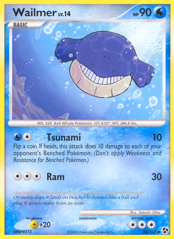 Wailmer Pokemon card (58/106, Great Encounters)
