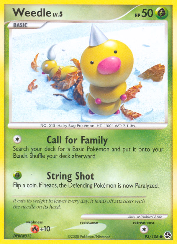 Weedle Pokemon card (93/106, Great Encounters)