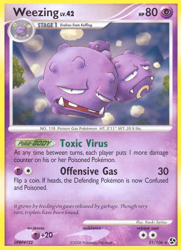 Weezing Pokemon card (31/106, Great Encounters)