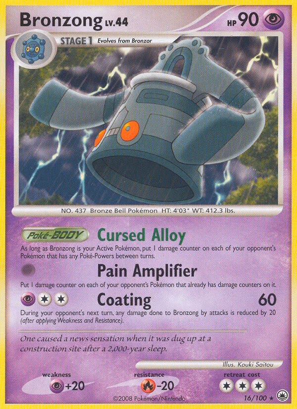 Bronzong Pokemon card (16/100, Majestic Dawn)