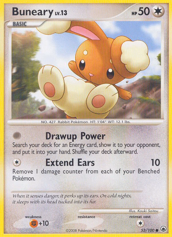 Buneary Pokemon card (53/100, Majestic Dawn)