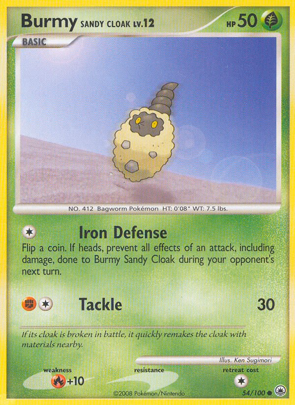 Burmy Sandy Cloak Pokemon card (54/100, Majestic Dawn)