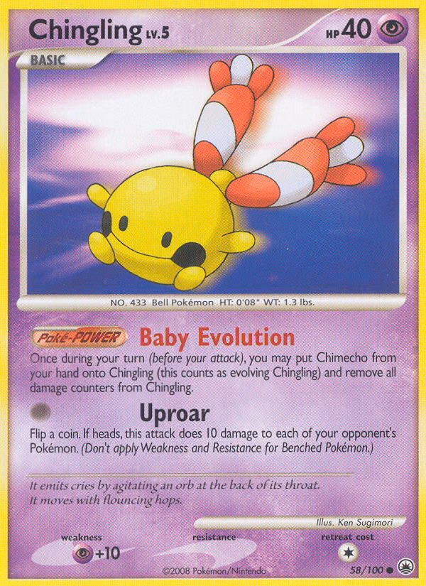 Chingling Pokemon card (58/100, Majestic Dawn)