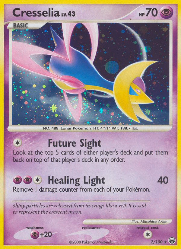 Cresselia Pokemon card (2/100, Majestic Dawn)