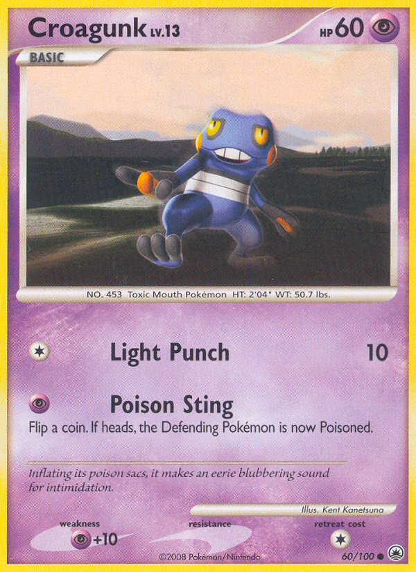 Croagunk Pokemon card (60/100, Majestic Dawn)