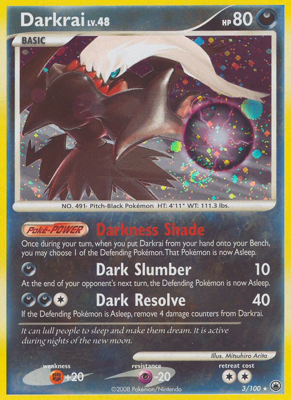 Darkrai Pokemon card (3/100, Majestic Dawn)