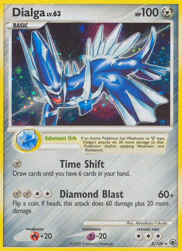 Dialga Pokemon card (4/100, Majestic Dawn)