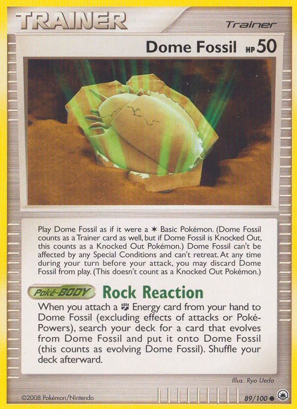 Dome Fossil Pokemon card (89/100, Majestic Dawn)