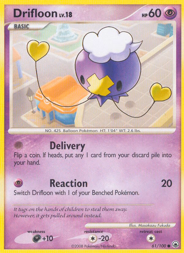 Drifloon Pokemon card (61/100, Majestic Dawn)