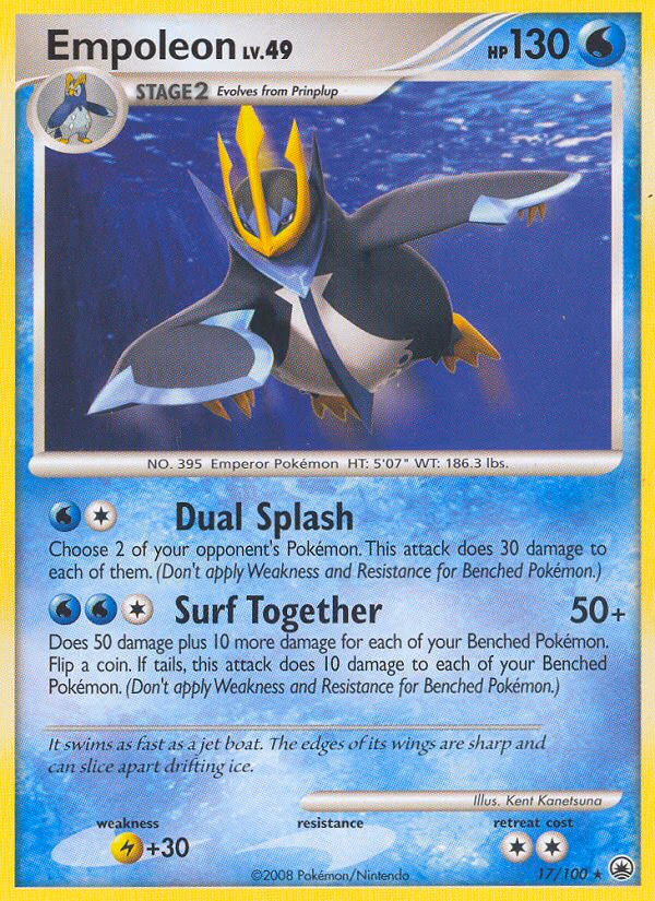Empoleon Pokemon card (17/100, Majestic Dawn)