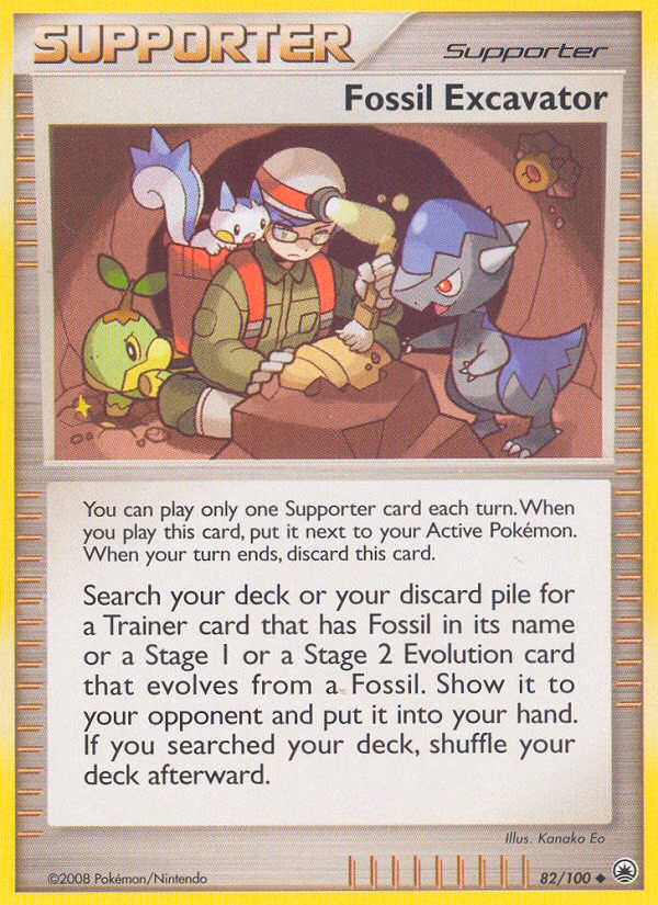 Fossil Excavator Pokemon card (82/100, Majestic Dawn)
